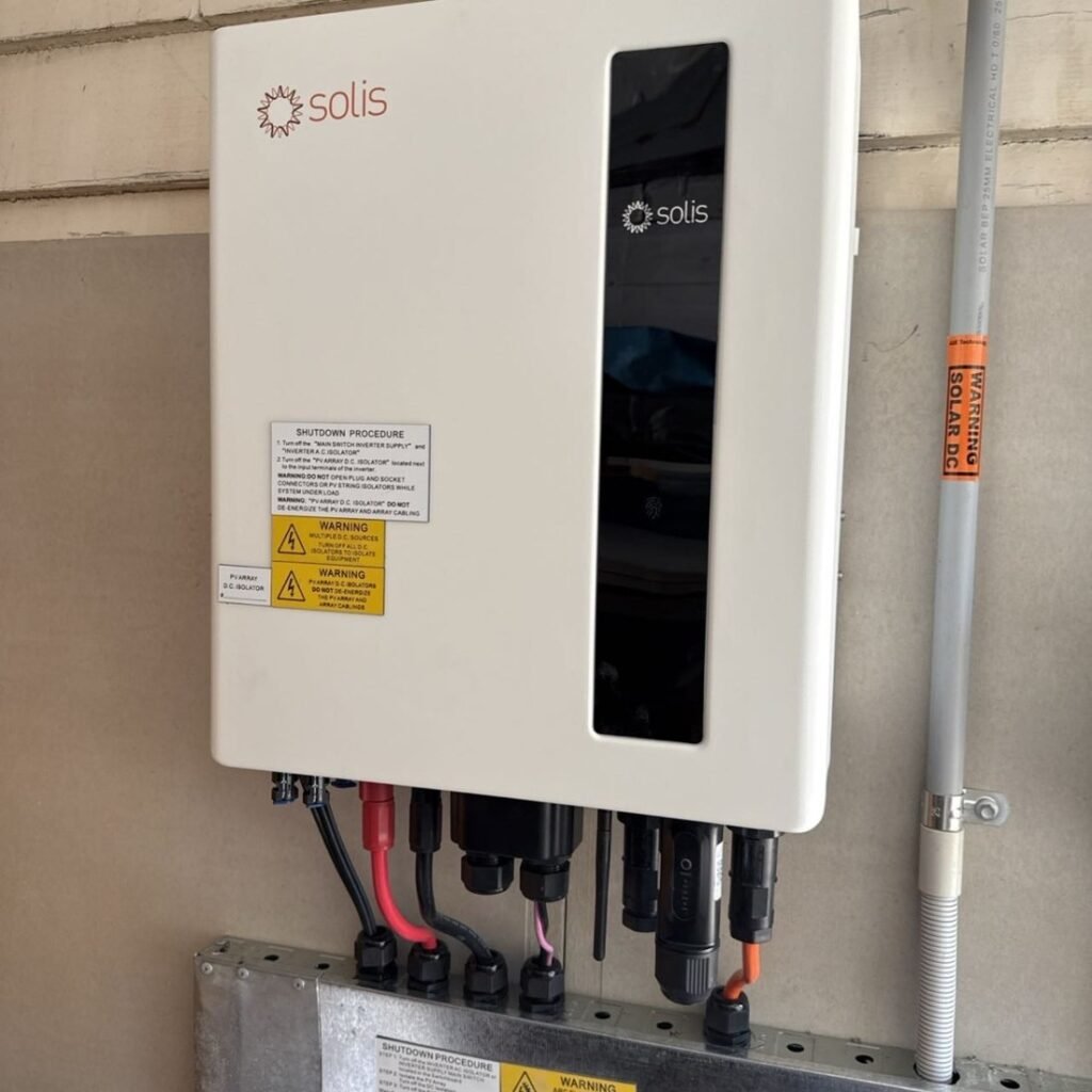 Solis solar inverter wall mounted and wired by a licensed electrician